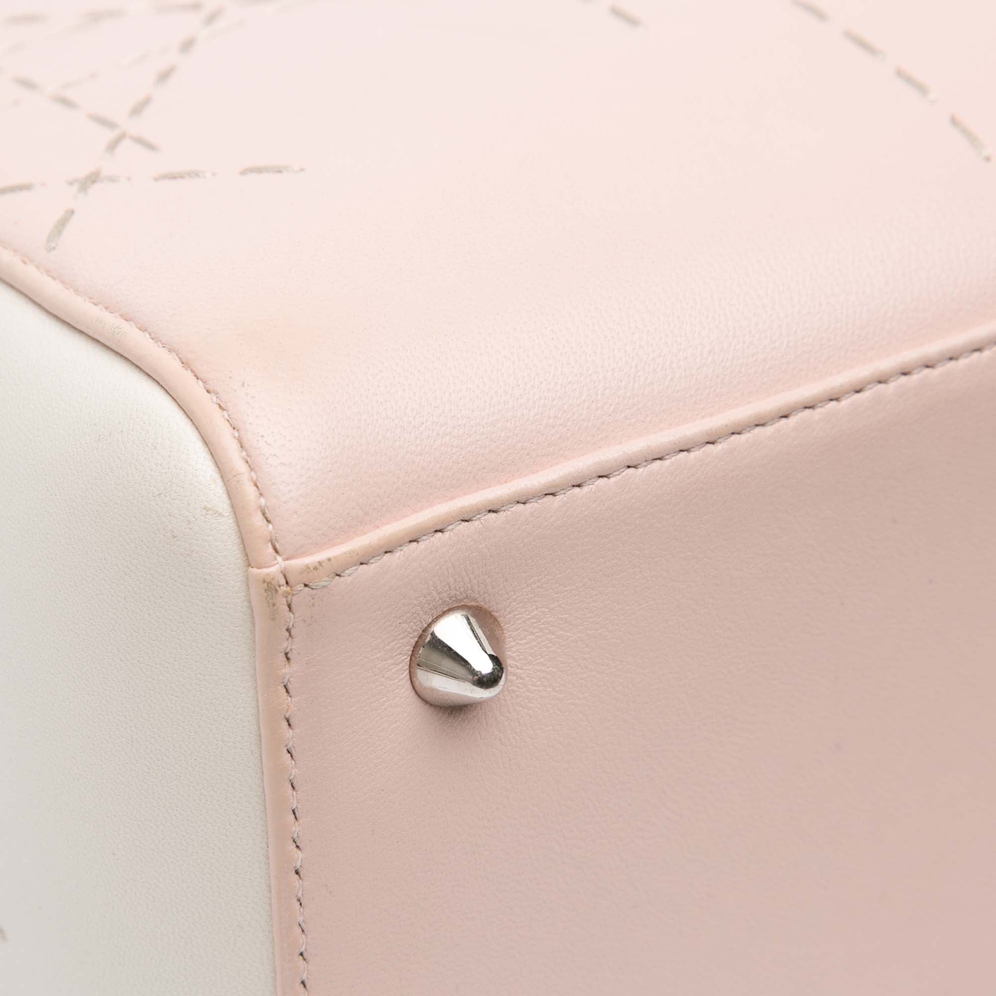 Medium Bicolor Lambskin Macrocannage Stitched Lady Dior