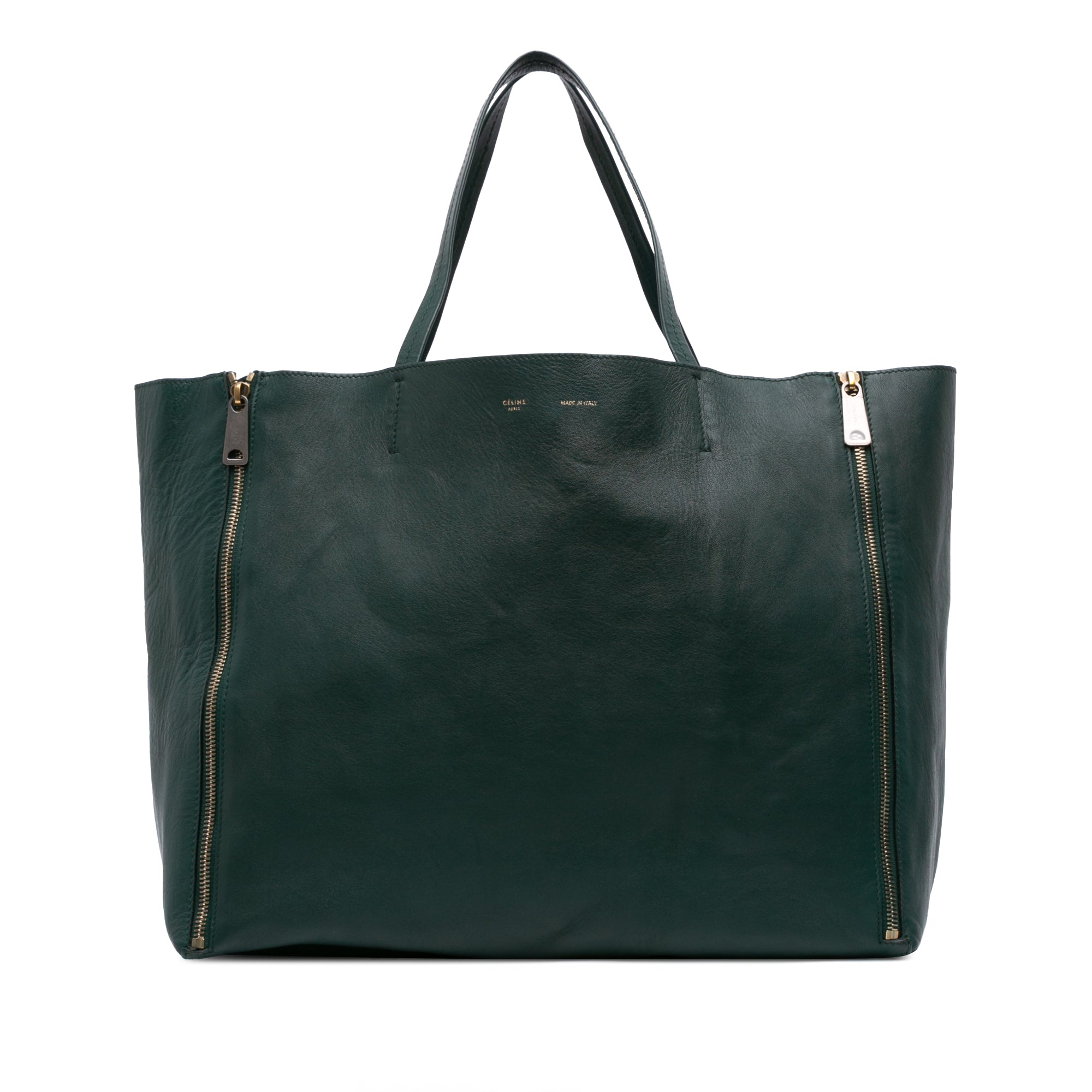Lambskin Horizontal Zipper Gusset Cabas Tote