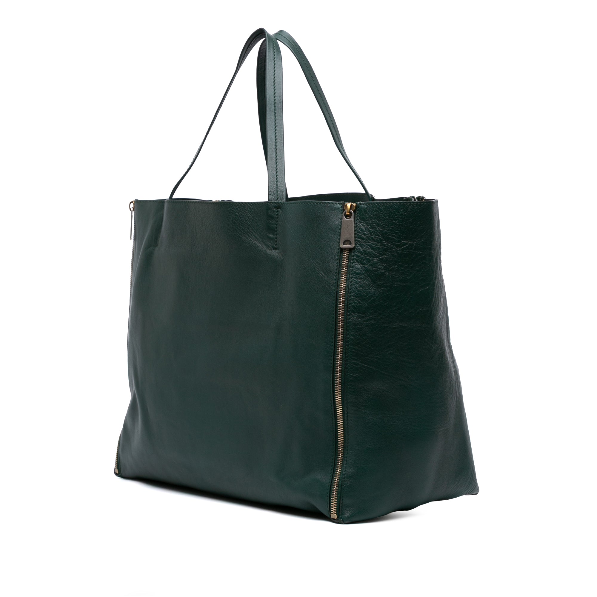 Lambskin Horizontal Zipper Gusset Cabas Tote