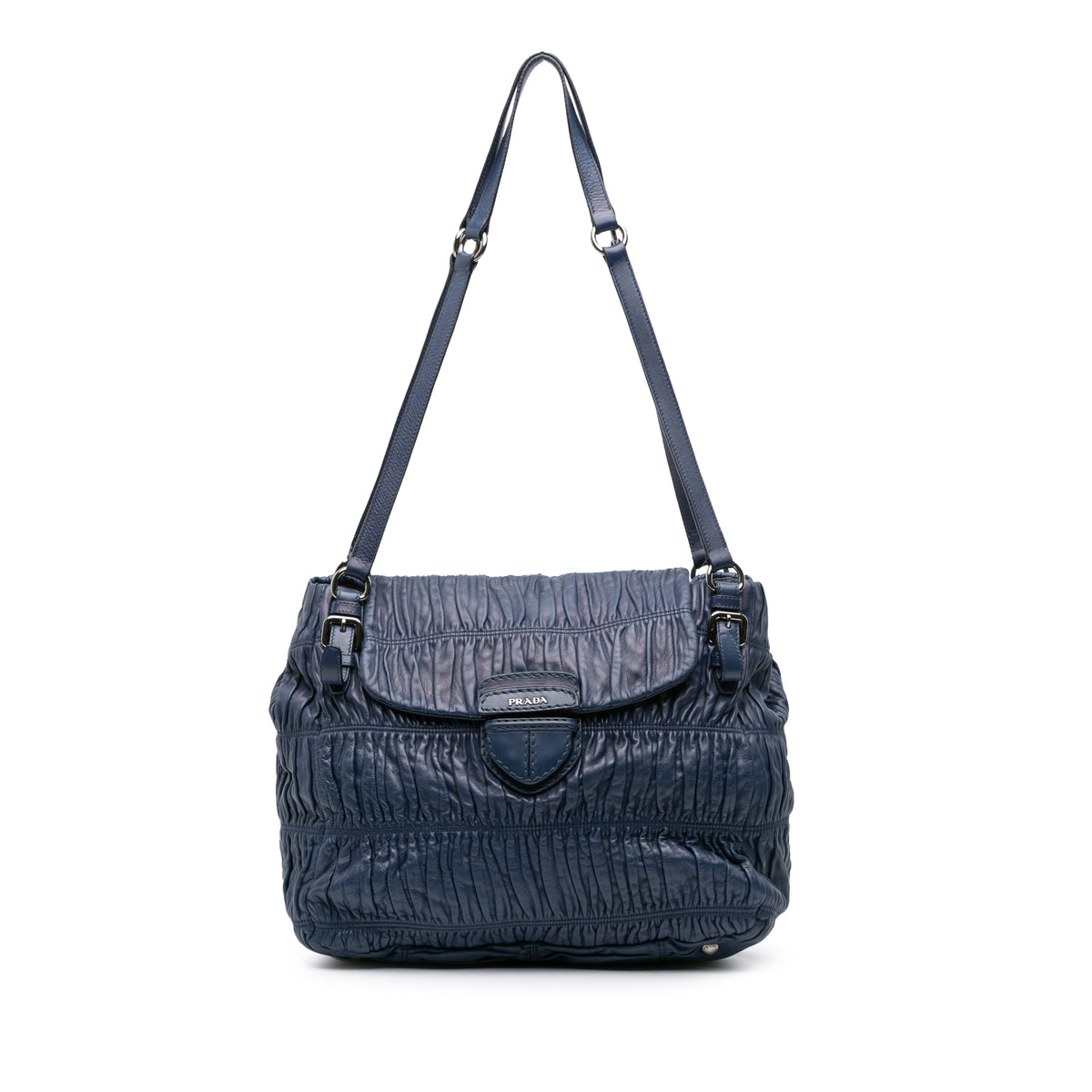 Nappa Gaufre Buckle Strap Shoulder Bag