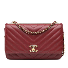 Chevron Quilted Lambskin Trendy CC Chain Wallet on Chain