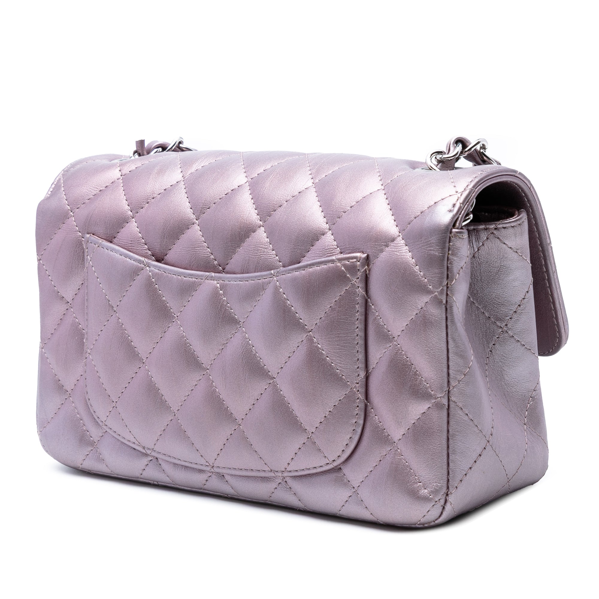 Mini Rectangular Classic Iridescent Calfskin Single Flap