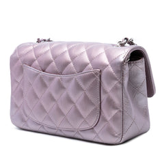 Mini Rectangular Classic Iridescent Calfskin Single Flap