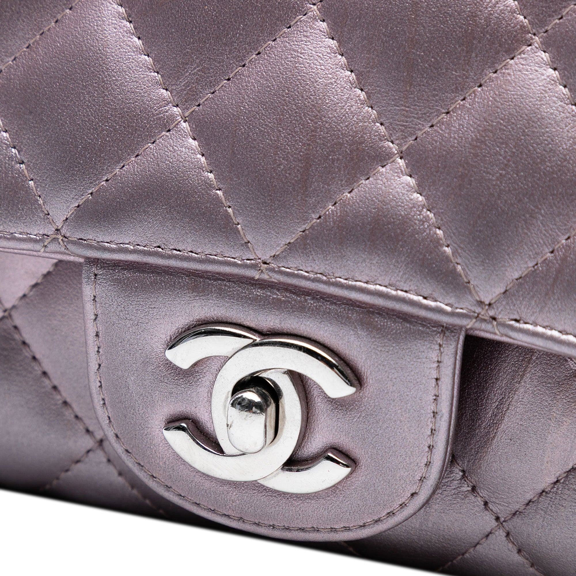 Mini Rectangular Classic Iridescent Calfskin Single Flap