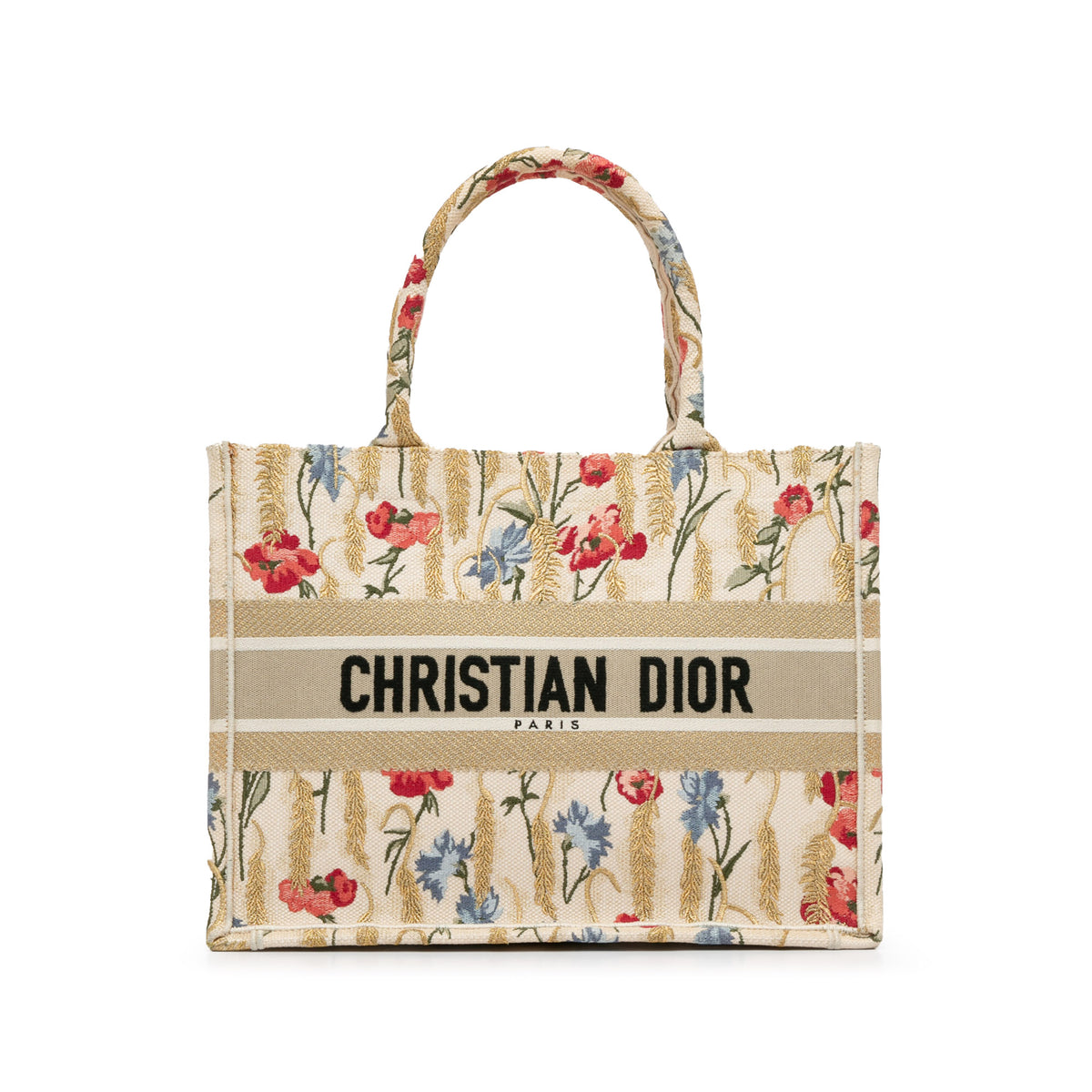 Medium Embroidered Hibiscus Book Tote_0