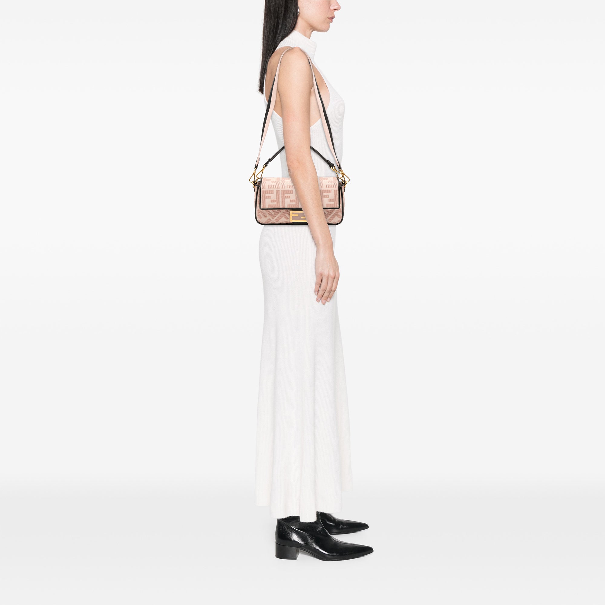 Zucca Embroidered Canvas Baguette Satchel