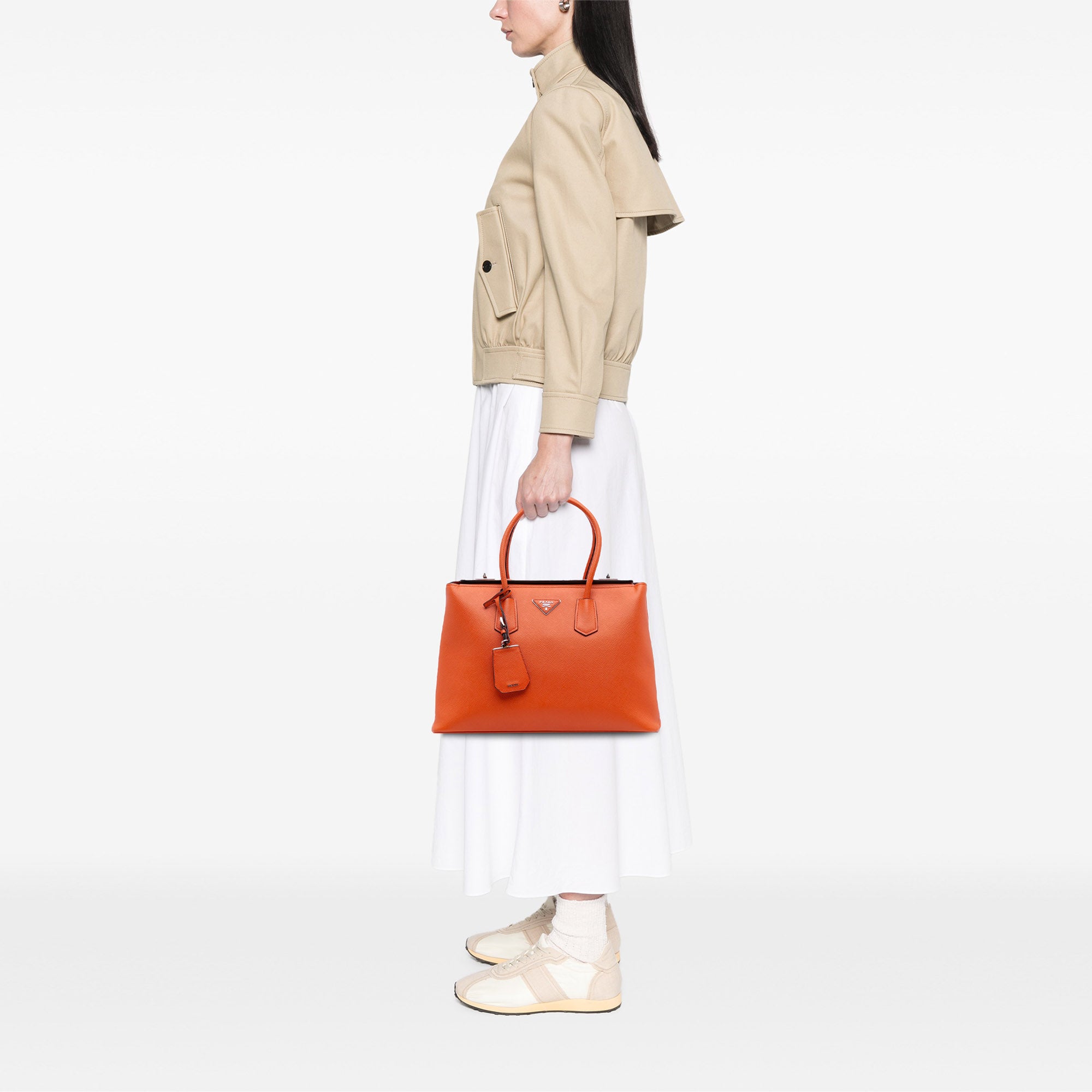 Saffiano Cuir Turnlock Twin Satchel