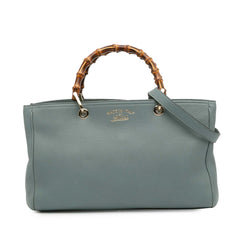Medium Calfskin Bamboo Shopper Satchel