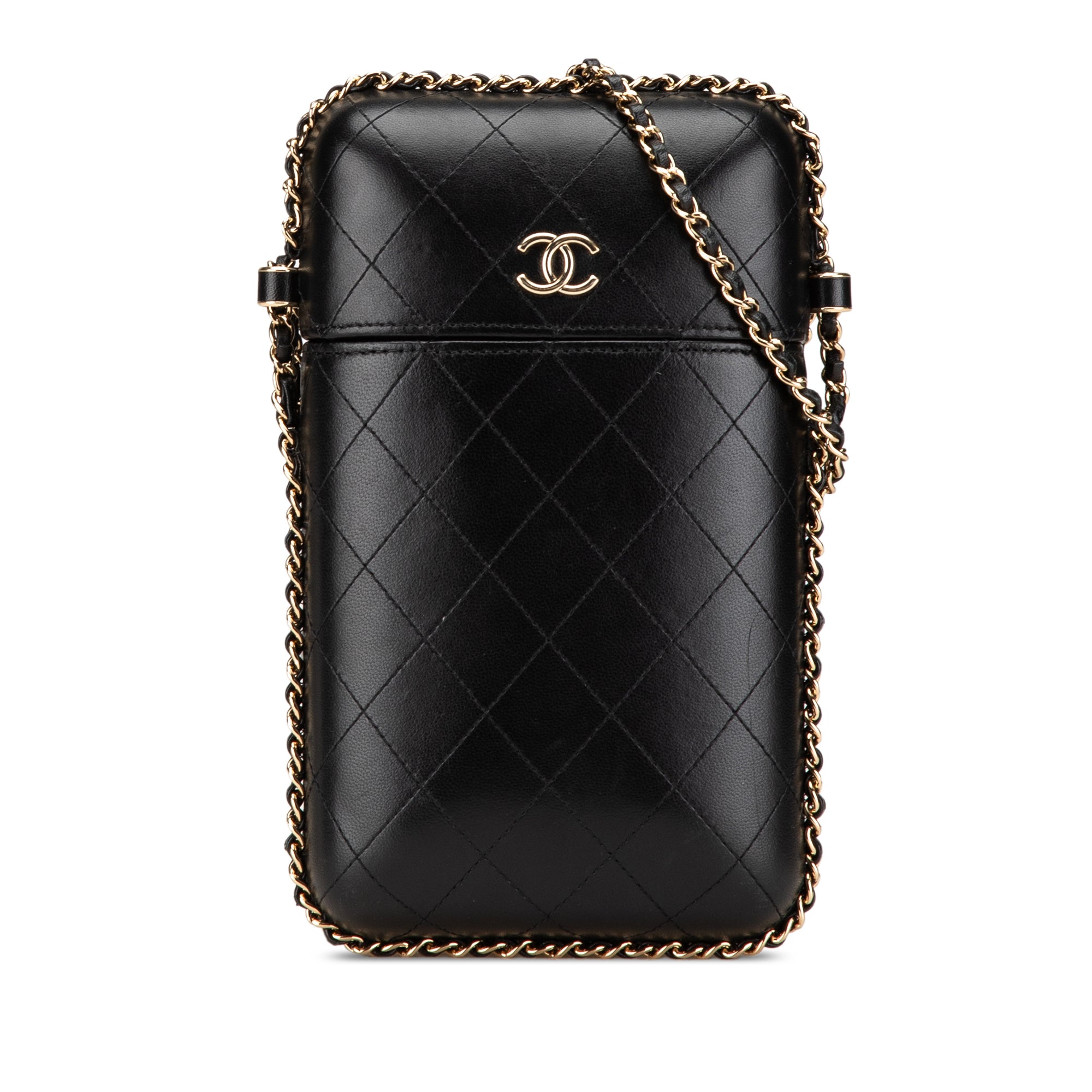 CC Quilted Lambskin Chain Around Phone Holder