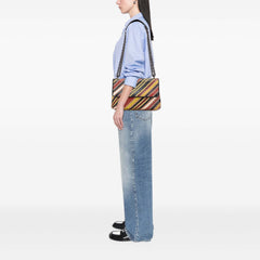 Small Leather Embroidered Stripe Olimpia Shoulder Bag