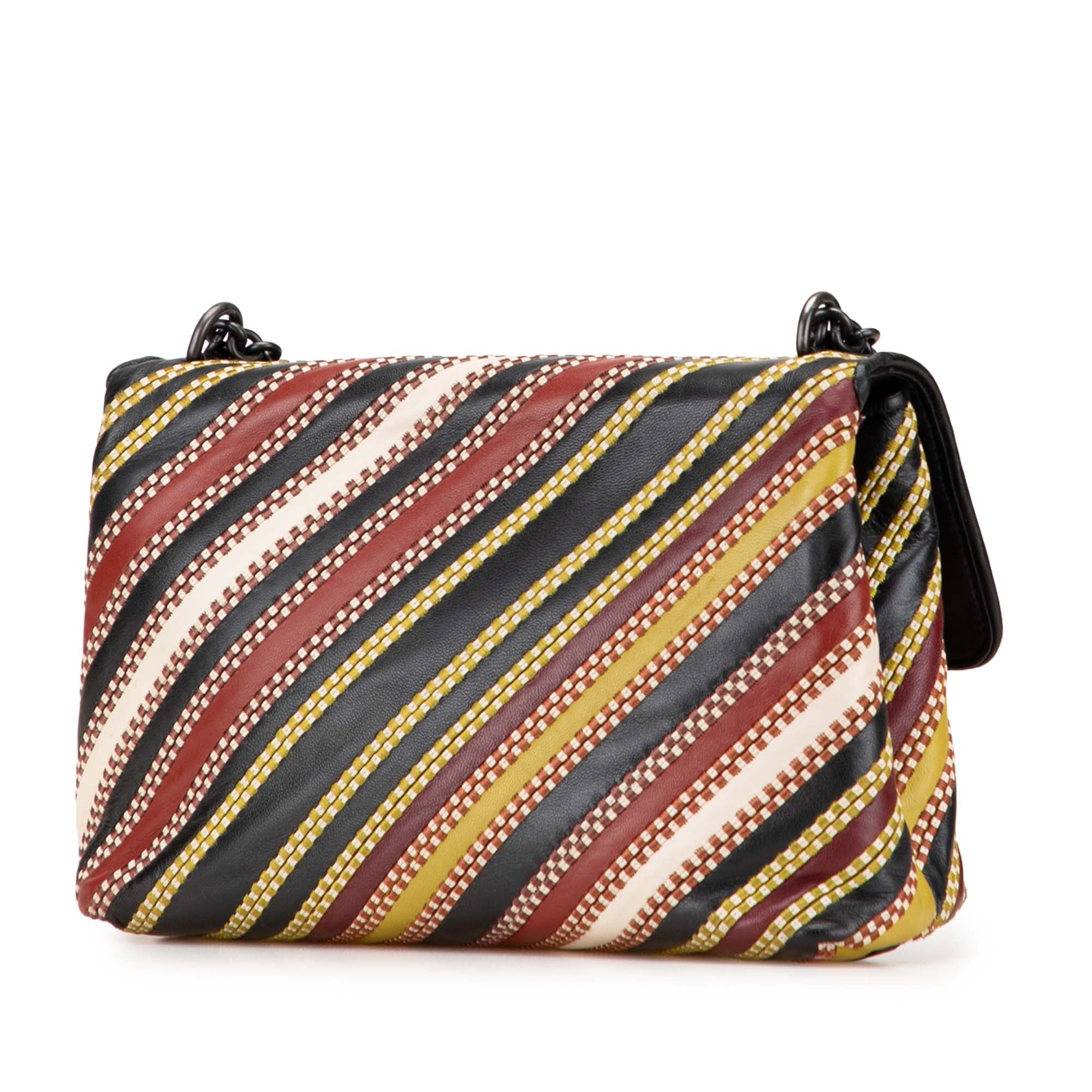 Small Leather Embroidered Stripe Olimpia Shoulder Bag