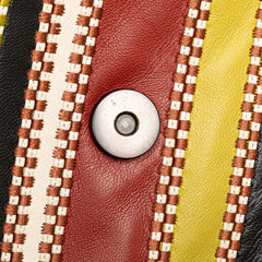 Small Leather Embroidered Stripe Olimpia Shoulder Bag