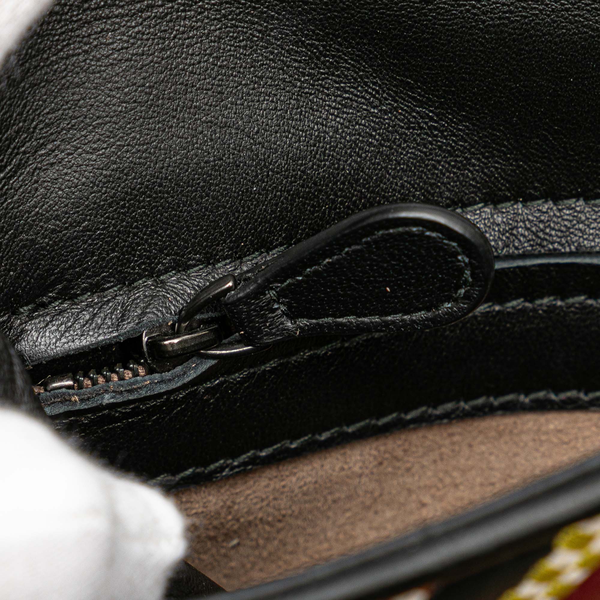 Small Leather Embroidered Stripe Olimpia Shoulder Bag