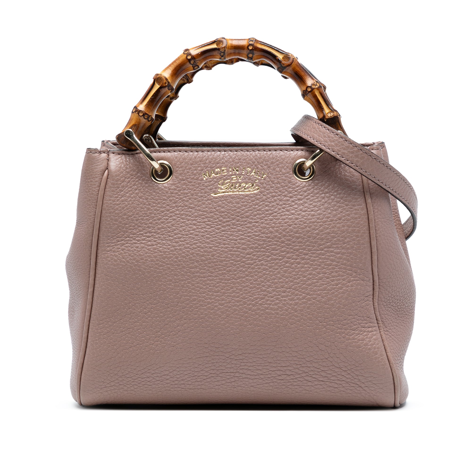 Mini Calfskin Bamboo Shopper Satchel