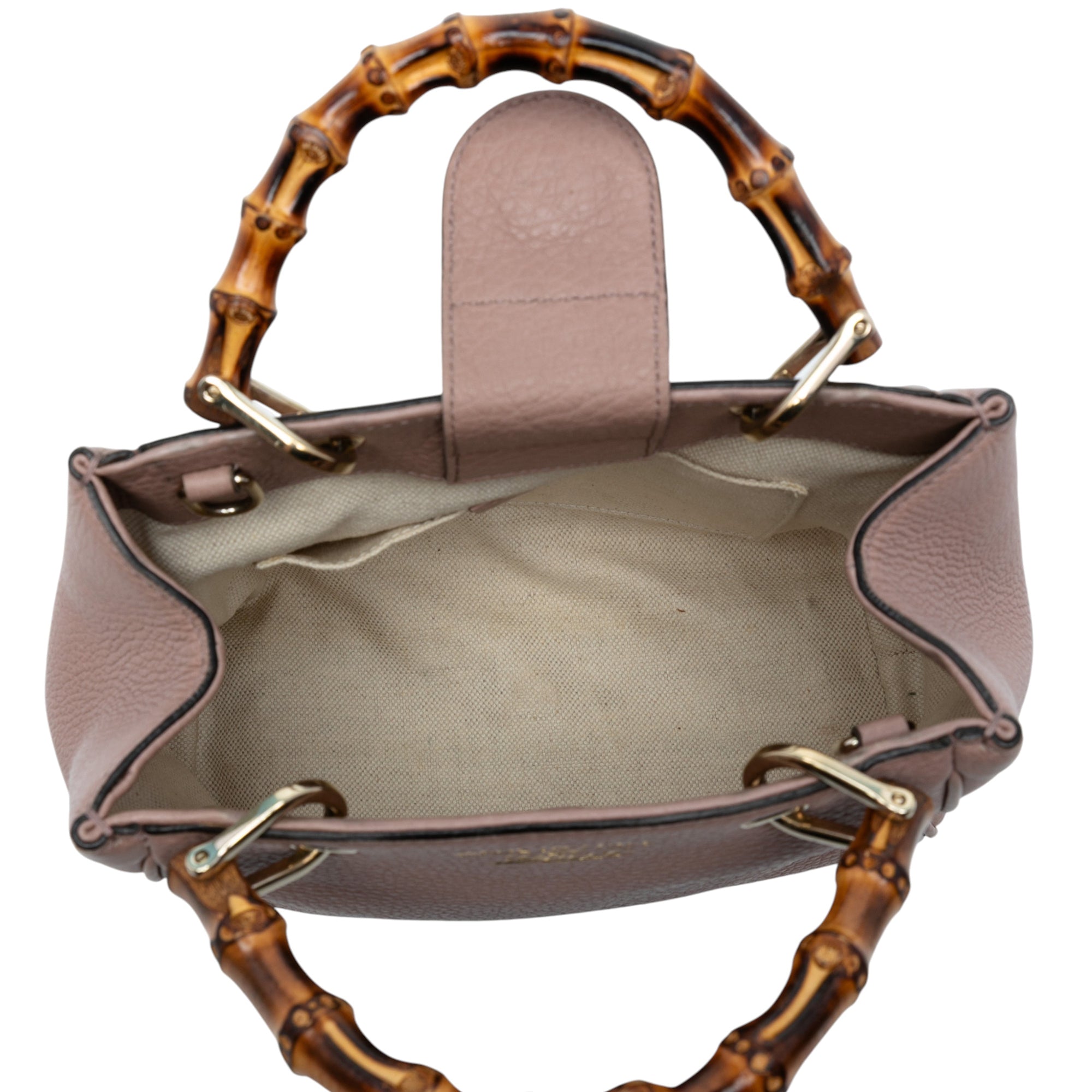 Mini Calfskin Bamboo Shopper Satchel