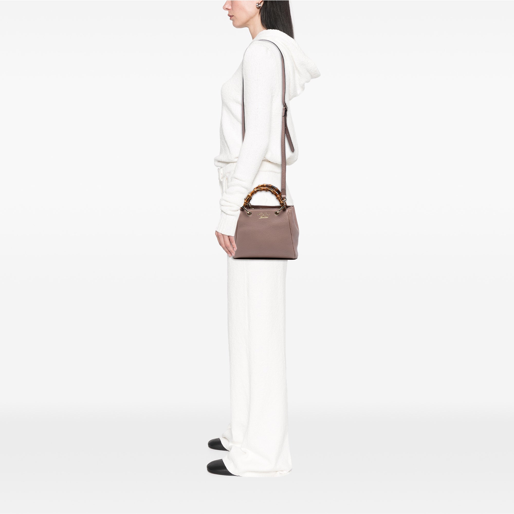 Mini Calfskin Bamboo Shopper Satchel