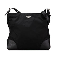 Vitello Daino Trimmed Tessuto Zip Top Crossbody