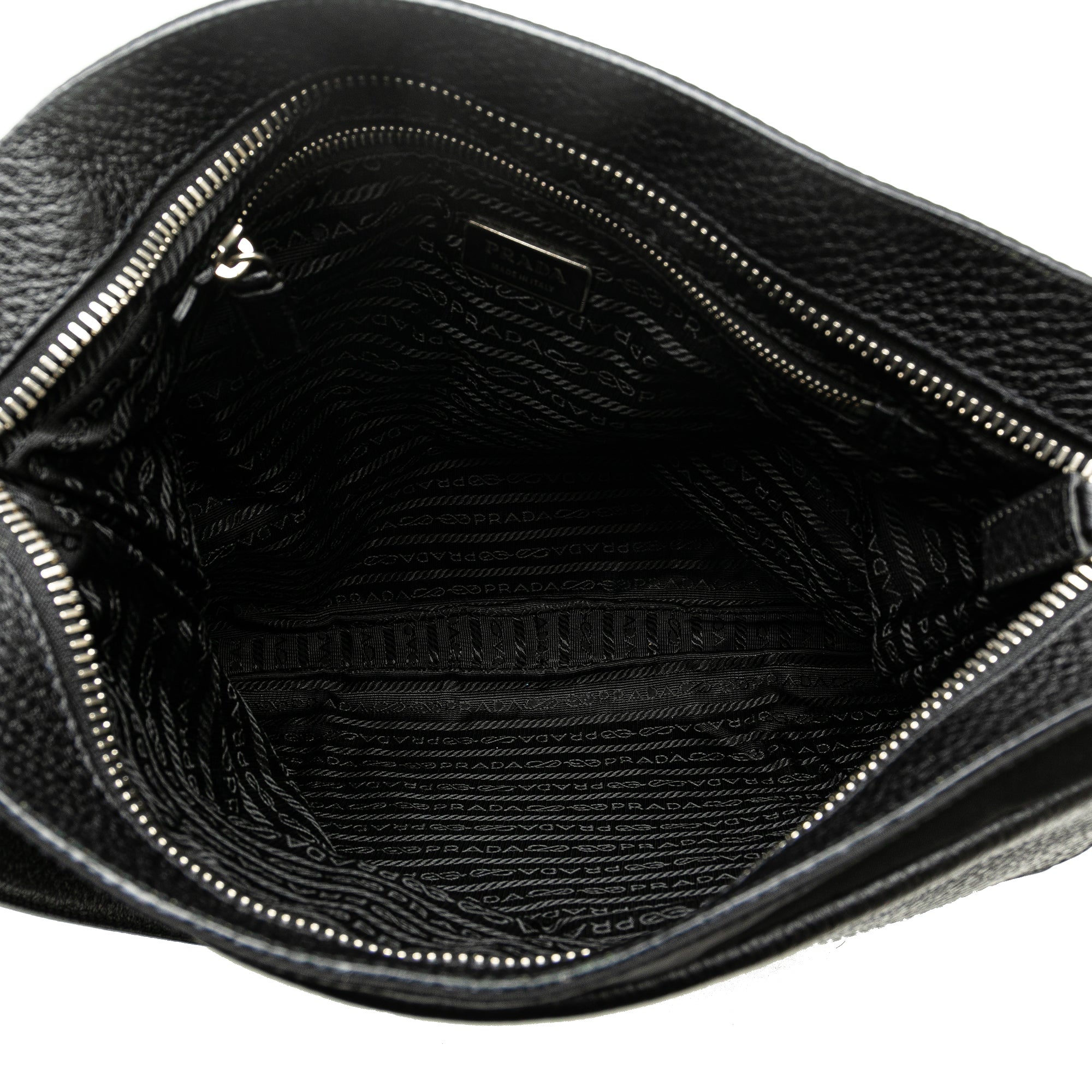 Vitello Daino Trimmed Tessuto Zip Top Crossbody