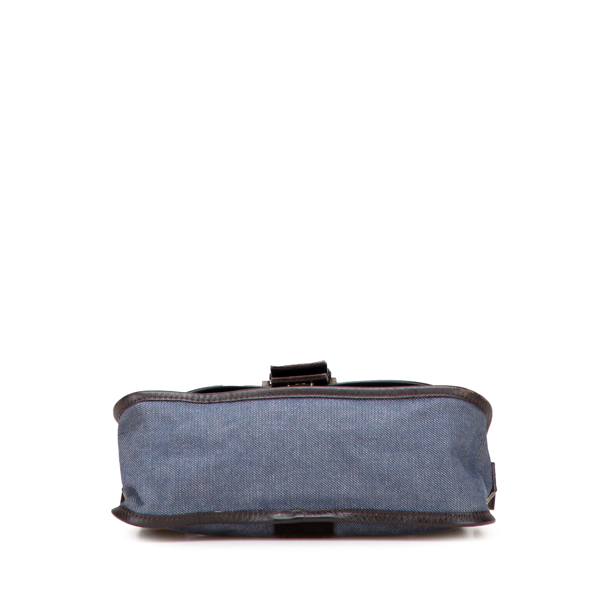 Zucca Trimmed Denim Buckle Flap Bag