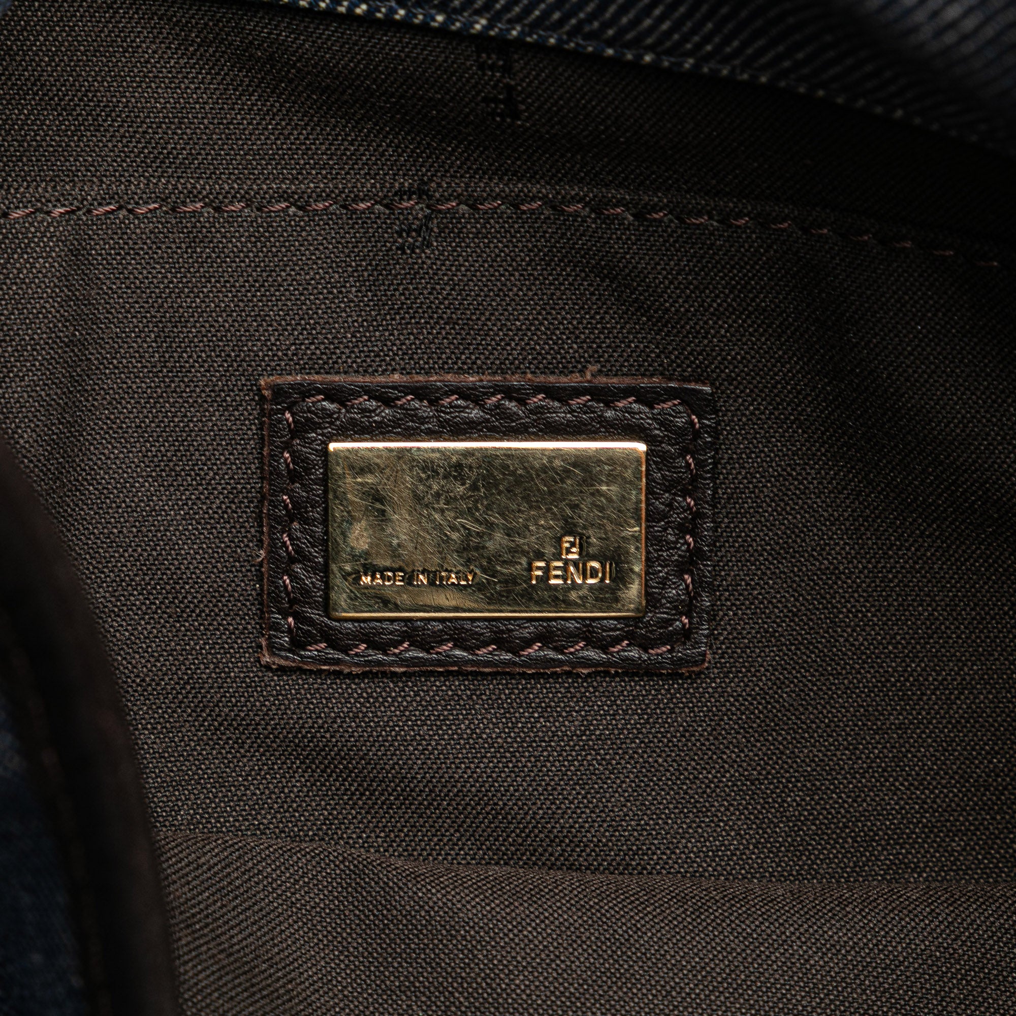 Zucca Trimmed Denim Buckle Flap Bag