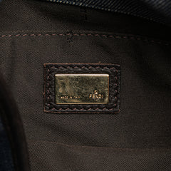 Zucca Trimmed Denim Buckle Flap Bag