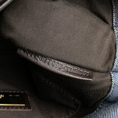 Zucca Trimmed Denim Buckle Flap Bag