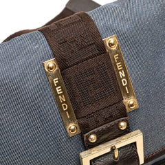 Zucca Trimmed Denim Buckle Flap Bag