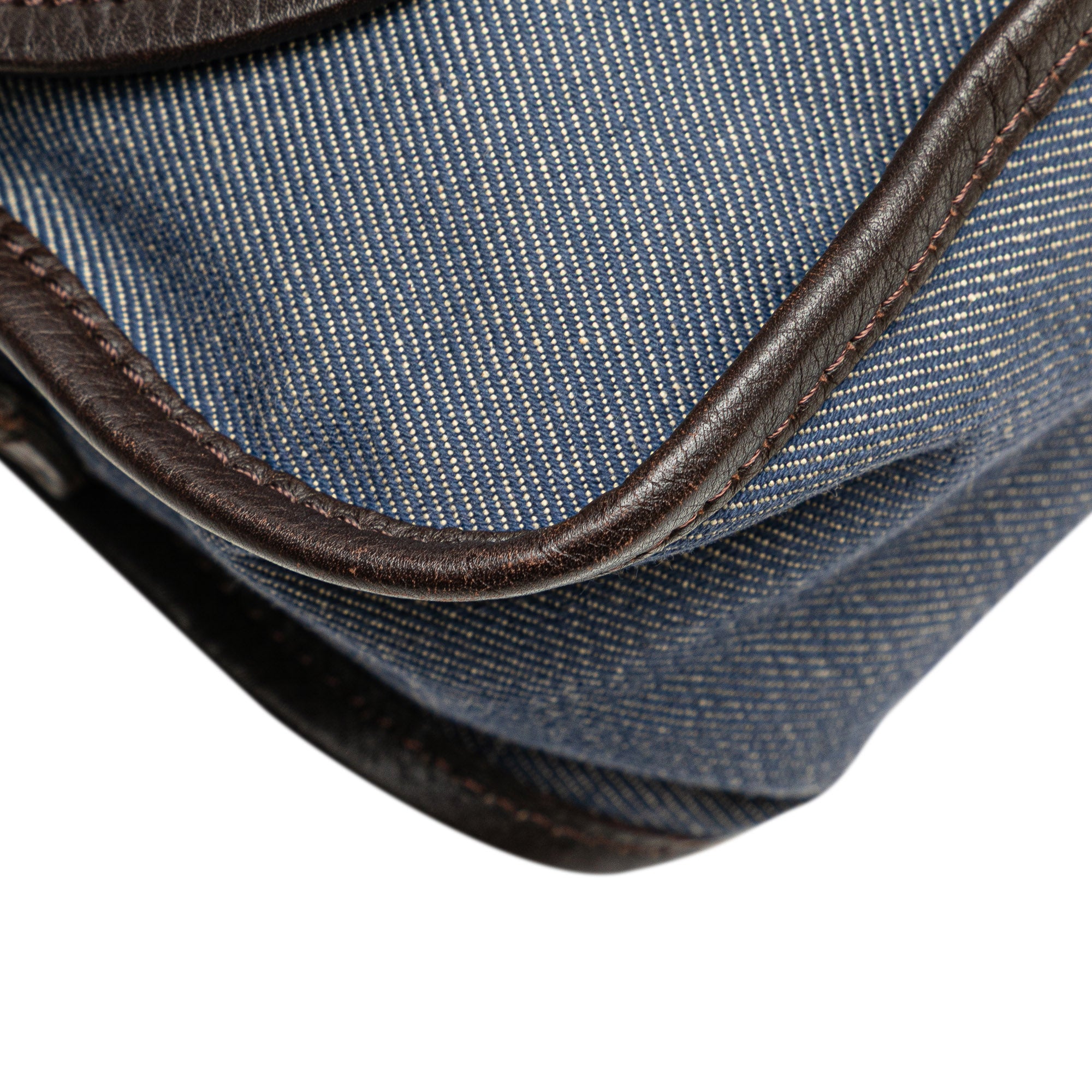 Zucca Trimmed Denim Buckle Flap Bag