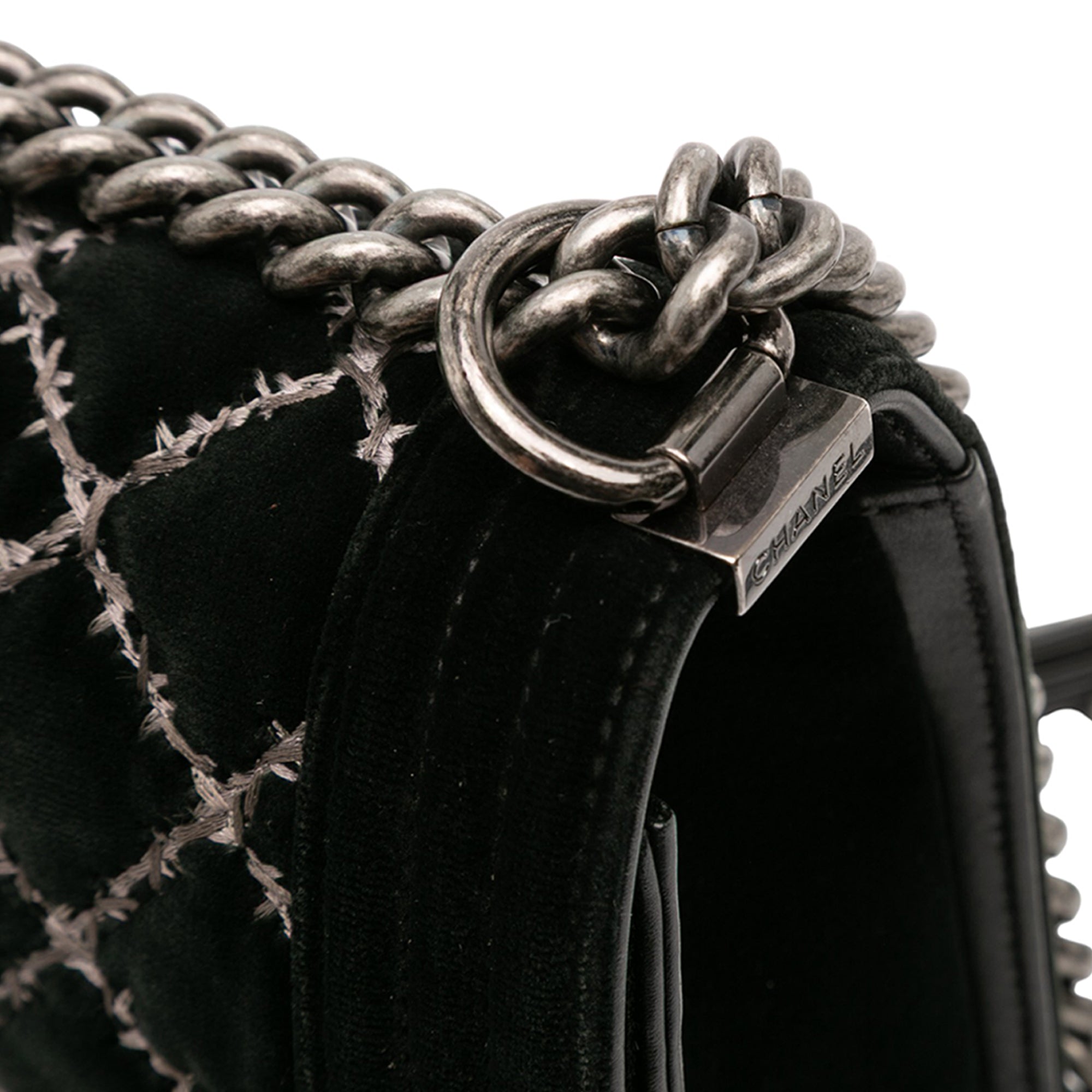 Medium Quilted Velvet Wild Stitch Boy Flap