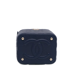 CC Quilted Caviar Top Handle Vanity Case with Chain