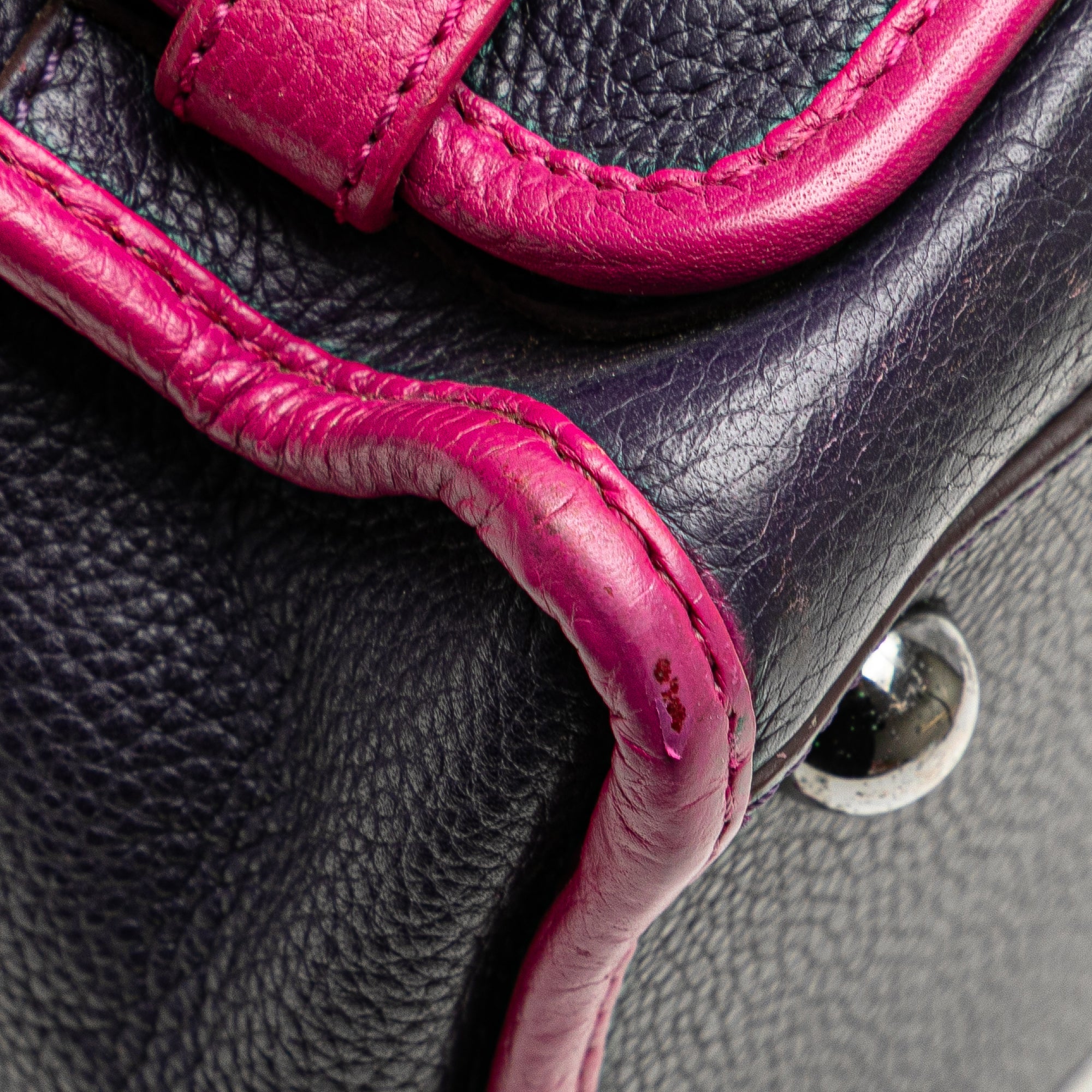Grained Bicolor Calfskin Cruz Satchel