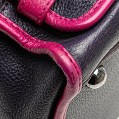 Grained Bicolor Calfskin Cruz Satchel