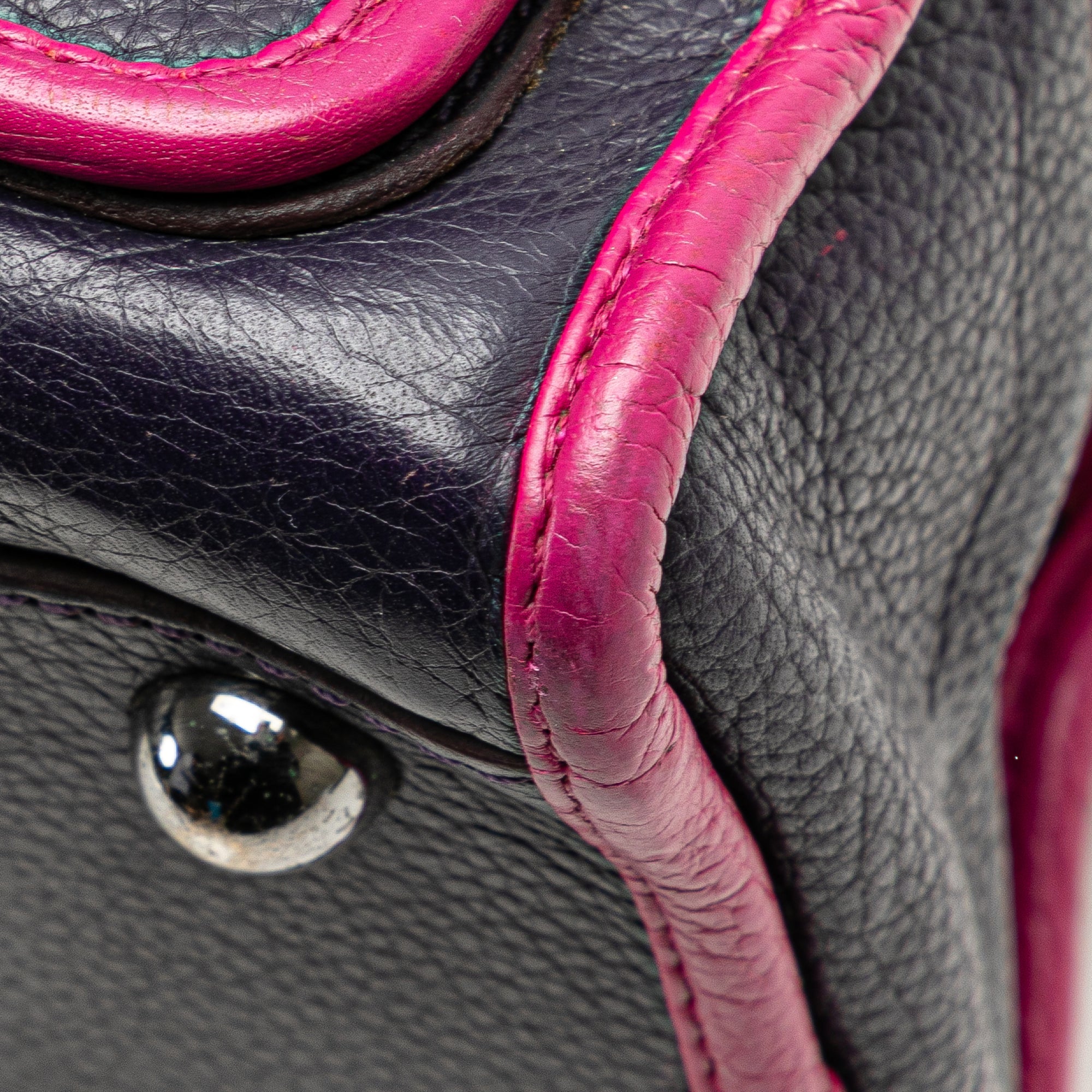 Grained Bicolor Calfskin Cruz Satchel