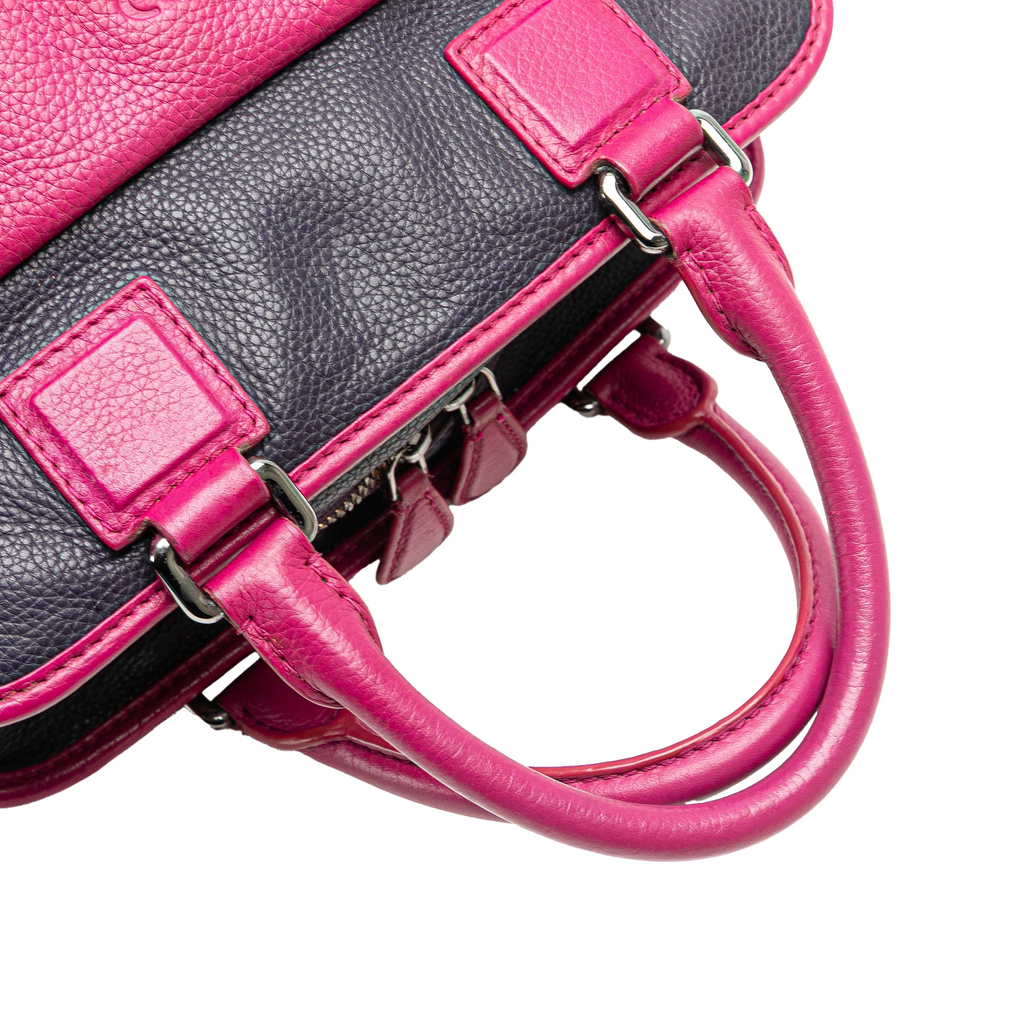 Grained Bicolor Calfskin Cruz Satchel