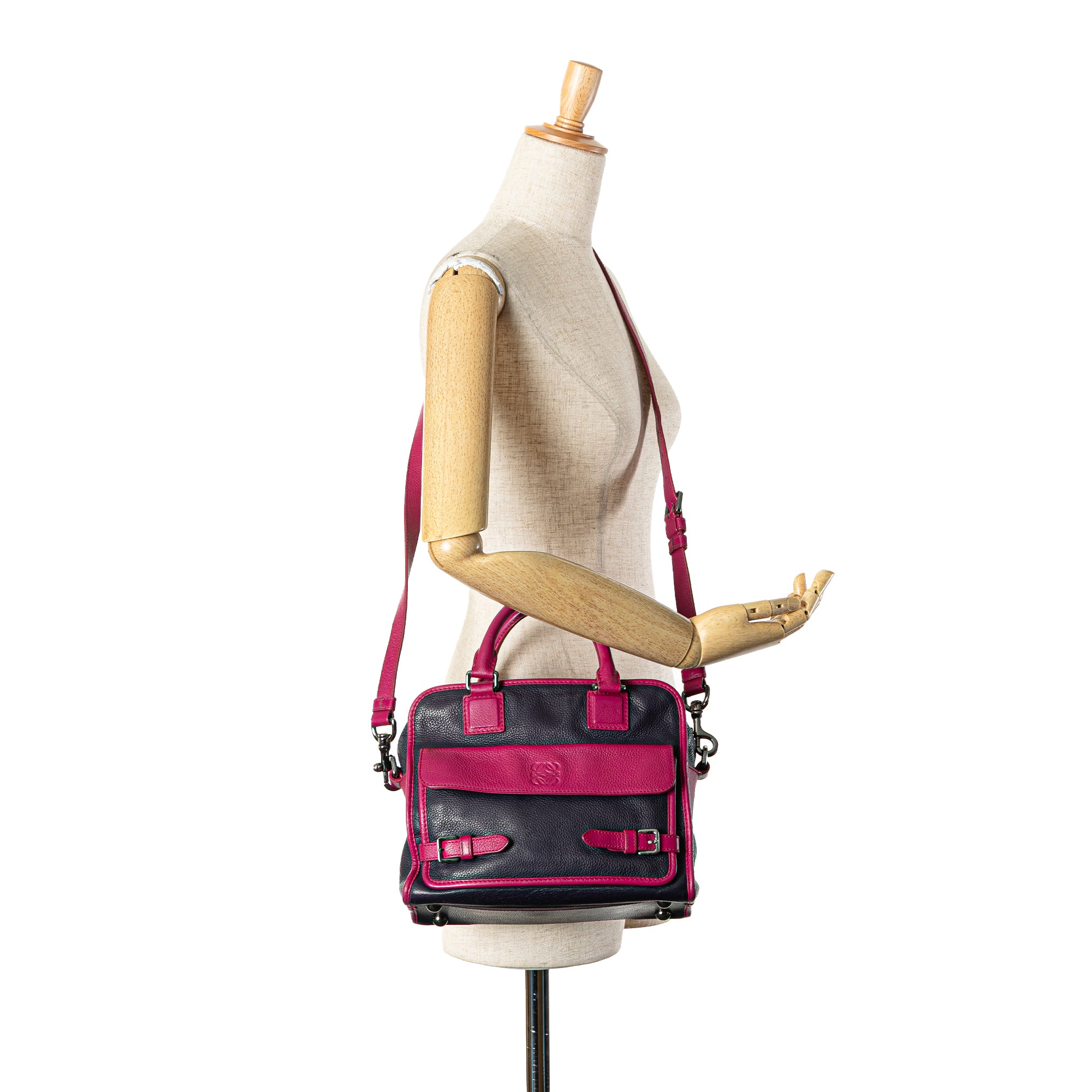 Grained Bicolor Calfskin Cruz Satchel