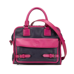 Grained Bicolor Calfskin Cruz Satchel