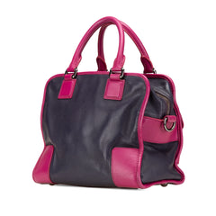 Grained Bicolor Calfskin Cruz Satchel