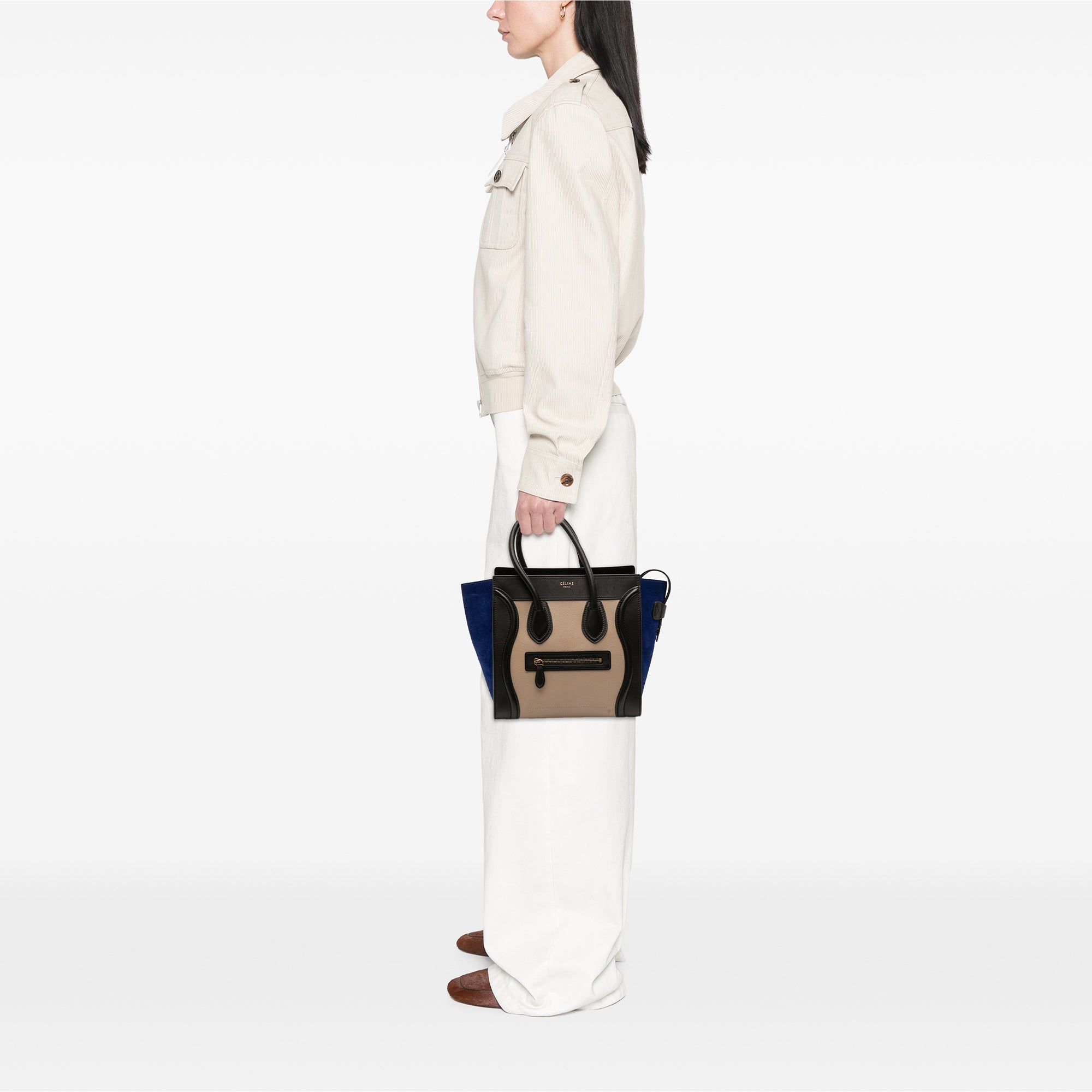 Micro Tricolor Leather Luggage Tote
