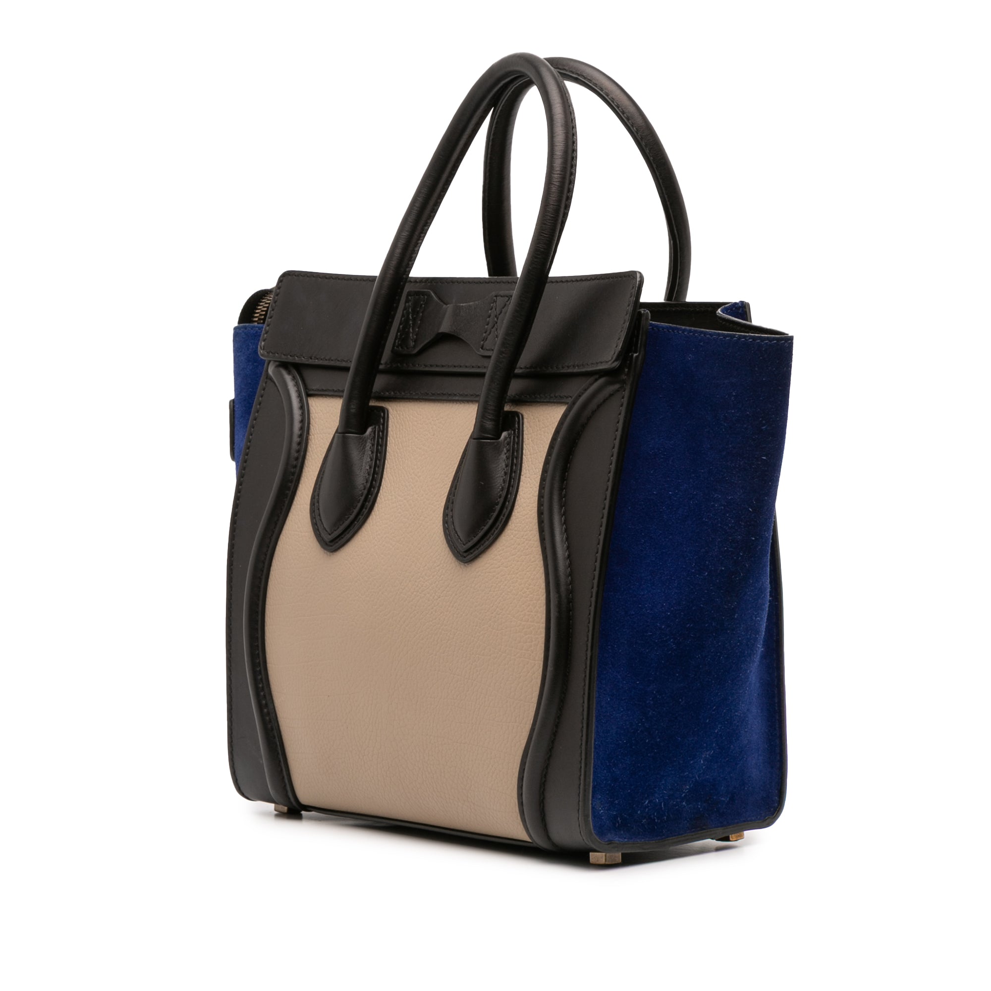 Micro Tricolor Leather Luggage Tote