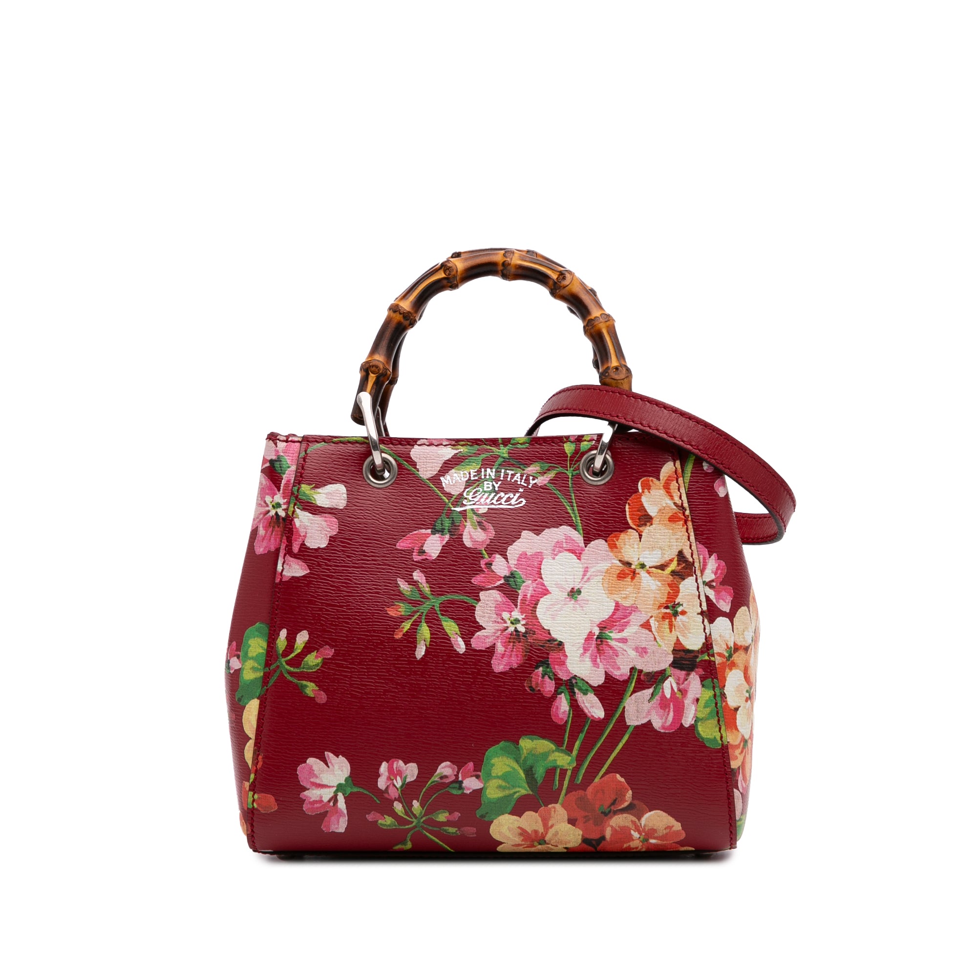 Mini Calfskin Blooms Bamboo Shopper Satchel