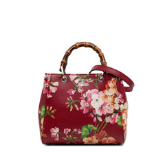 Mini Calfskin Blooms Bamboo Shopper Satchel