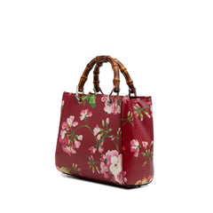 Mini Calfskin Blooms Bamboo Shopper Satchel