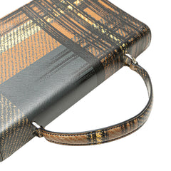 Saffiano Tartan Print Top Handle Bag
