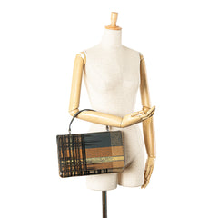 Saffiano Tartan Print Top Handle Bag