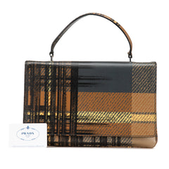 Saffiano Tartan Print Top Handle Bag