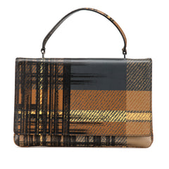 Saffiano Tartan Print Top Handle Bag