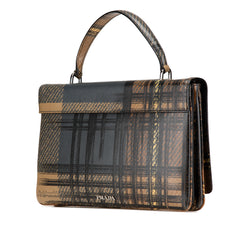 Saffiano Tartan Print Top Handle Bag