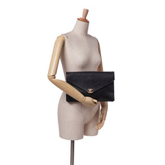 CC Chevron Calfskin Envelope Clutch