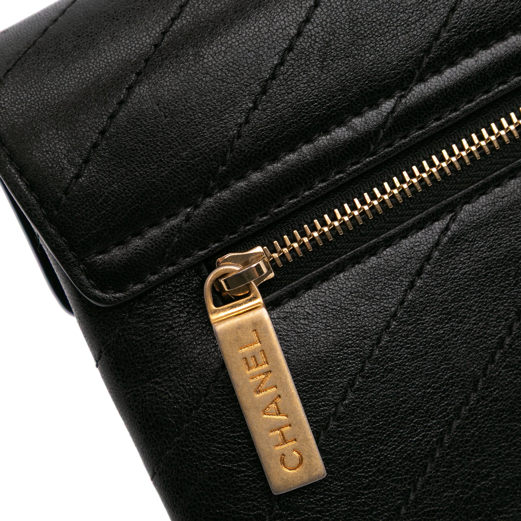 CC Chevron Calfskin Envelope Clutch