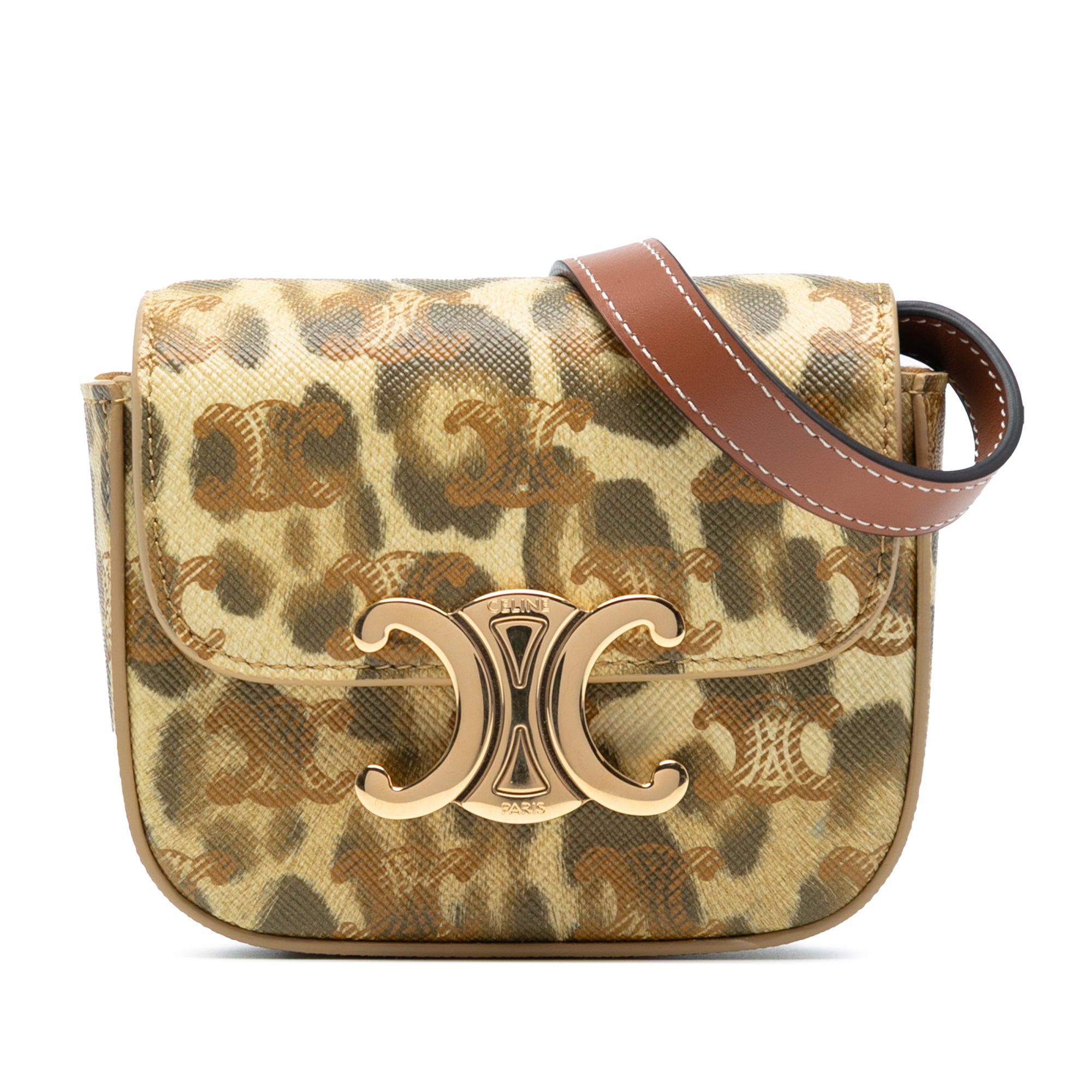 Mini Calfskin Leopard Print Claude Crossbody